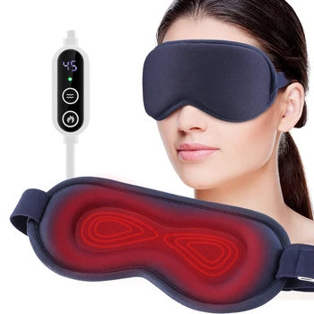 Электрическая нагревающаяся маска для глаз для сна, инфракрасный горячий компресс, вибрационный массажер для глаз, Теплая терапевтическая маска для сна, снимающая сухость глаз