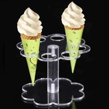 1 шт. акриловый держатель для рожков мороженого с 8 отверстиями, прозрачный/держатель для рожков чипсов
