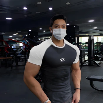 2023 Летняя новая мужская футболка с 3D-печатью, Эластичная спортивная быстросохнущая одежда для уличного бега, облегающая одежда