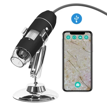 Поддержка держателя для мобильного телефона Microscopio 0,3 МП 1000X 8 светодиодов, цифровой USB-микроскоп с увеличенной камерой с кабелями 1,5 м
