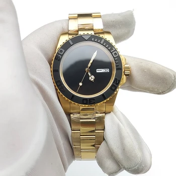 Роскошные золотые 40-миллиметровые мужские часы, автоматические механические часы с сапфировым стеклом, водонепроницаемые