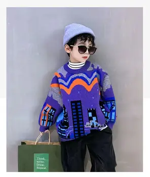 2023, Детская одежда для девочек, Осенний свитер, детский пуловер с длинными рукавами, Весенний Модный свитер с рисунком, Детская одежда для мальчиков