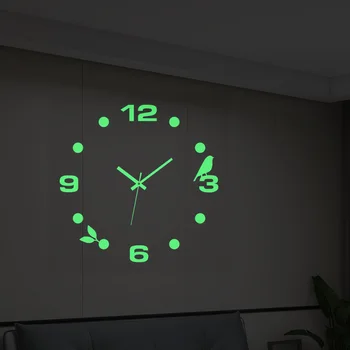 3D настенные часы Светящиеся бескаркасные настенные часы DIY Цифровые часы Настенные наклейки Бесшумные часы для дома гостиной офисного декора стен