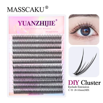 MASSCAKU Heat-Bonded Cluster Lashes DIY Наращивание ресниц C D Готовый веер, Сегментированный инструмент для макияжа индивидуальных кластерных ресниц