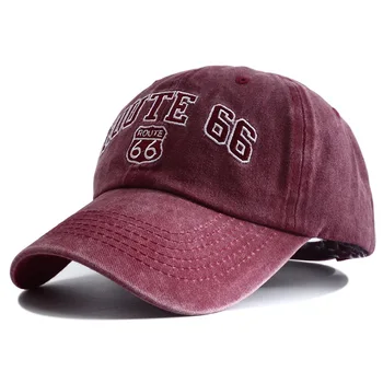 Новая Дизайнерская Бейсболка Route 66 С Вышивкой Snapback Hat Casquette Femme Винтажные Выстиранные Джинсовые Шляпы для Папы для Мужчин И Женщин 2023
