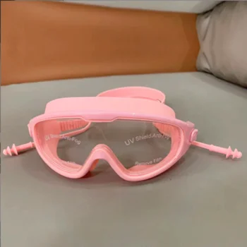 Плавательные очки в большой оправе с широкоугольной зеркальной поверхностью, водонепроницаемые и противотуманные плавательные очки