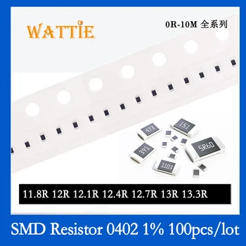 SMD резистор 0402 1% 11.8R 12R 12.1R 12.4R 12.7R 13R 13.3R 100 шт./лот микросхемные резисторы 1/16 Вт 1.0 мм * 0.5 мм