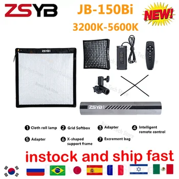 ZSYB JB-150bi Портативная Гибкая Квадратная Рулонная Ткань LED Fill Light 3200-5600k 160 Вт Лампа Studio Video Light Panel APP Control