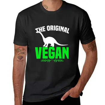 Новая оригинальная веганская футболка с динозавром на растительной основе, винтажная одежда с коротким рукавом, мужские винтажные футболки