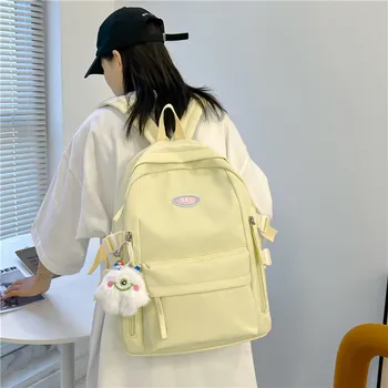 Модный Универсальный Однотонный Простой рюкзак для хранения на открытом воздухе Для отдыха и путешествий Новый Женский Нейлоновый школьный рюкзак для студентов Большой емкости