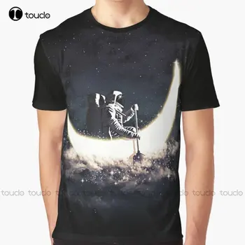 Футболка с изображением лунного паруса, астронавта, лунного пространства, футболки с цифровой печатью для подростков, унисекс, индивидуальный подарок Xxs-5Xl