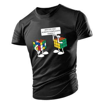 2023 Взрослая мужская футболка с круглым вырезом four seasons quick dry с коротким рукавом и модным принтом Кубика Рубика, дышащая и удобная