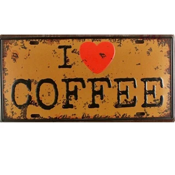Я люблю Кофе Автомобильная Табличка Ретро Жестяные Металлические Вывески Бар Паб Домашнее Кафе Художественный Декор стен 30x15CM