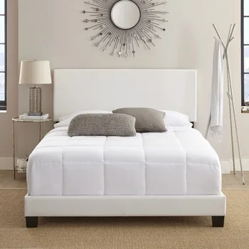 Кровать-платформа Boyd Sleep Florence, обитая искусственной кожей, полная, белая