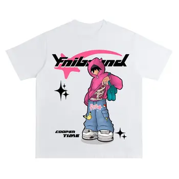 Женская одежда Y2K, футболка в стиле хип-хоп, Топы с мультяшным принтом, Новая мода Harajuku, Повседневные Универсальные свободные топы, Уличная одежда