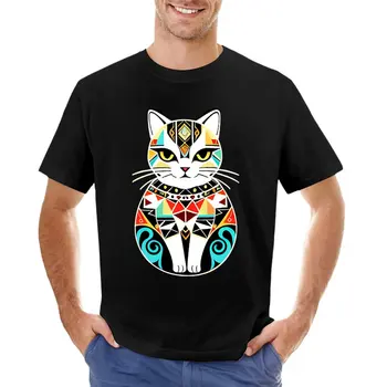 Футболка с геометрическим рисунком кота в стиле бохо из пустыни Аризона, спортивные рубашки, мужские однотонные футболки