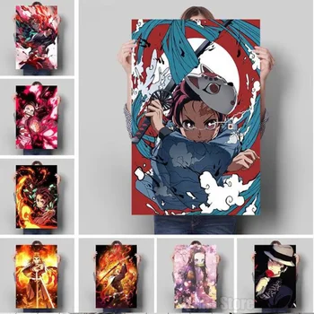 Классический плакат из японского аниме Demon Slayer, принты на холсте, Мультяшная художественная роспись, Настенная картина для домашнего декора в гостиной, Бескаркасная