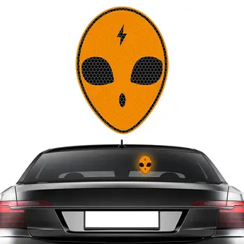 Светоотражающие автомобильные наклейки с головой инопланетянина, Светоотражающие автомобильные наклейки и отличительные знаки, водонепроницаемые наклейки для безопасности ночного вождения, светоотражающие наклейки для