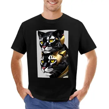 Футболка с изображением пары кошек, рубашка с животным принтом для мальчиков, одежда с аниме, облегающие футболки для мужчин