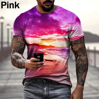 Мужская футболка с 3D-принтом в стиле ретро с коротким рукавом и круглым вырезом