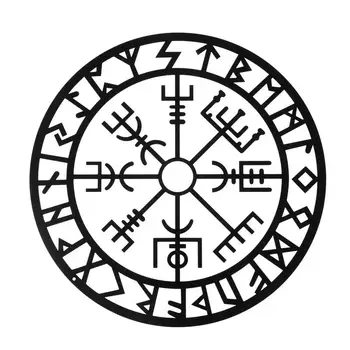Стиль Железный Викинг Декор Символы скандинавской мифологии Настенное украшение Креативный Декор металлической круглой настенной полки