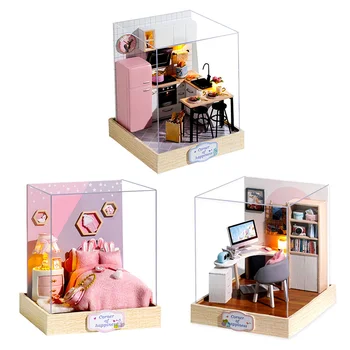 Супер мини размер DIY Кукольный дом Мебель Строительные наборы Кукольный дом Игрушка-головоломка