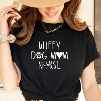 Одежда в стиле гранж 80-х, футболка Harajuku Kawaii, женская футболка с изображением жены, собаки, мамы, медсестры, модная футболка с круглым вырезом, хлопковые топы