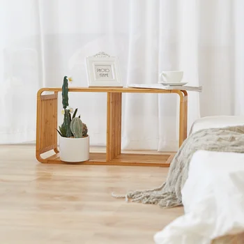 Шкаф для хранения, Прикроватная тумбочка из натурального бамбука, простой многослойный журнальный столик, накладной дизайн, мебель для спальни, Универсальная сцена