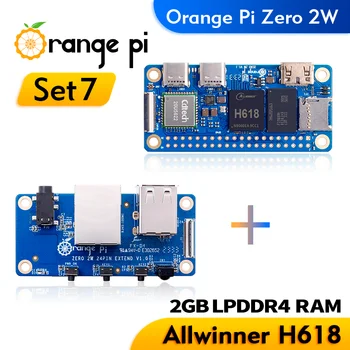 Orange Pi Zero 2 Вт + Плата расширения Одноплатный компьютер 2 ГБ оперативной памяти Allwinner H618 WiFi-BT Orange Pi Zero 2 Вт Плата разработки