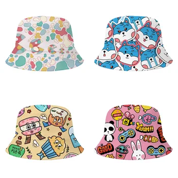 Рыбацкая шляпа для путешествий на свежем воздухе для мальчиков и девочек 3-8 лет, стильный милый мультяшный принт, оттенок
