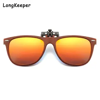 Longkeeper Tea Женские круглые Ретро поляризованные солнцезащитные очки-клипсы в деревянной оправе Солнцезащитные очки для вождения на открытом воздухе Зелено-синие линзы Oculos