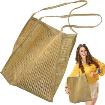Сумка для покупок, модная сетчатая сумка, кухонная сетка на одно плечо, Пляжная сетка большой емкости, Полая сумка для хранения, сумочка
