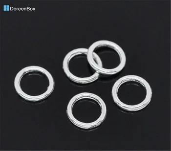 500 шт Doreen Box Припаянные закрытые переходные кольца из сплава серебра 6 мм для изготовления ювелирных изделий своими руками Оптом, отверстие: 4,2 мм
