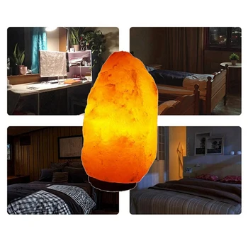 Гималайская хрустальная соляная лампа USB LED Атмосферный светильник, очиститель воздуха, ночник, декоративная лампа для спальни, гостиной, штепсельная вилка США