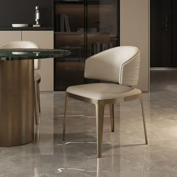Итальянские металлические стулья для гостиной, обеденные стулья с Мягкими спинками и Дизайнерские стулья для спальни из высококачественной нержавеющей стали