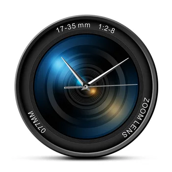 Акриловые настенные часы с принтом на объективе камеры, цветной зум, экспозиция ISO, Персонализированные Современные настенные часы, подарок оператору