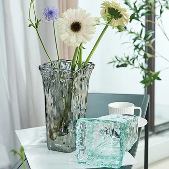 Трансграничное Новое ощущение прозрачной вазы для гостиной Украшение дома Изысканная ваза из выдувного стекла в европейском стиле