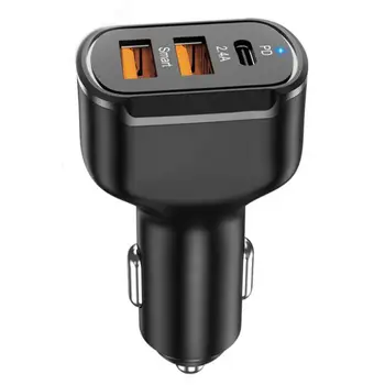 Автомобильное зарядное устройство USB C, адаптер для автомобильного зарядного устройства PD, 3 порта, автомобильное зарядное устройство Mini USB, автомобильный адаптер для быстрой зарядки мощностью 30 Вт, идеально подходит для телефонов с питанием от USB