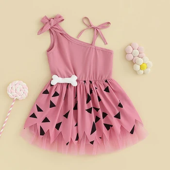 Citgeett Летнее детское мини-платье для маленьких девочек с завязками на плечах, без рукавов, праздничное розовое платье