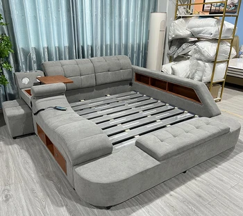 Умная Мебель Для спальни, Многофункциональная Кожаная Кровать, Современная кровать размера 