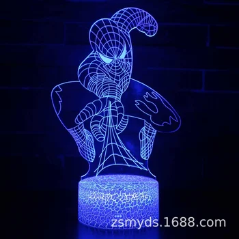 Настольная лампа Disney Marvel Spiderman 3D, Светодиодная лампа, Креативный подарок, визуальный трехмерный красочный ночник, Атмосферный свет