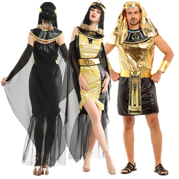 Взрослые пары на Хэллоуин, костюм фараона Клеопатры, Древнеегипетские короли, королева Клеопатра, платье для косплея