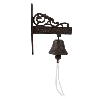 Винтажный коричневый металлический дверной звонок в скандинавском стиле, настенный, добро Пожаловать, беспроводной дверной звонок, украшение для сада на крыльце