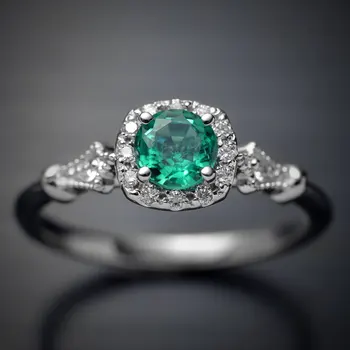 Самое продаваемое инкрустированное кольцо с зеленым драгоценным камнем женское желание поставка европейских и американских ювелирных изделий с драгоценными камнями взрывного цвета.