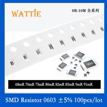 SMD резистор 0603 5% 0.068R 0.075R 0.082R 0.085R 0.09R 0.091R 100 шт./лот микросхемные резисторы 1/10 Вт со сверхнизким значением сопротивления