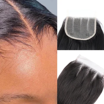 Прямые волосы, прозрачная кружевная застежка спереди, только натуральный цвет, натуральные бразильские волосы SDD, человеческие волосы 4x4, кружевная застежка из трех частей