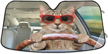 Автомобильный солнцезащитный козырек Oarencol Fun Cute Cat За Рулем Автомобиля Солнцезащитный Козырек На Лобовое Стекло Складной УФ-Луч Солнцезащитный Козырек Протектор Солнцезащитный Козырек