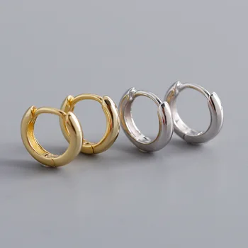 Мода Унисекс Серебро Золото Цвет Маленькие серьги-кольца с гладким кругом Ювелирные изделия для мужчин и женщин