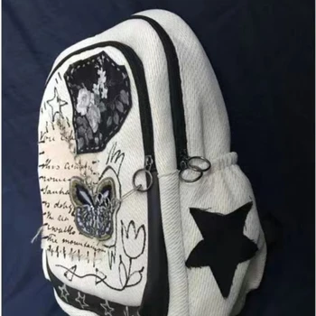 Лоскутная школьная сумка с цветочным рисунком и буквой-бабочкой, Винтажная Корейская цепочка, Рюкзаки роскошного дизайна, Женская сумка Harajuku в стиле Панк Y2k для студенток