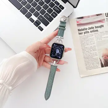 Модный Ремешок из джинсовой Ткани со Стальной Пряжкой D-образной формы для Apple Watch Ultra SE 4 5 6 7 8, Стильный Ремешок для часов iWatch